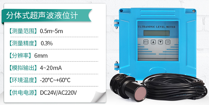 超聲波液位計分體式技術(shù)參數(shù)圖