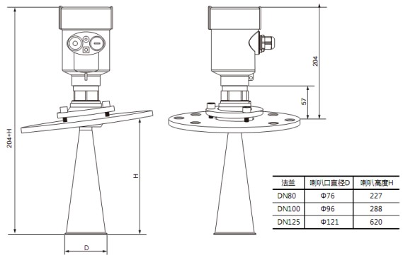 喇叭口雷達(dá)物位計(jì)RD706外形尺寸圖