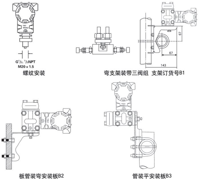 天然氣液位變送器安裝方式示意圖