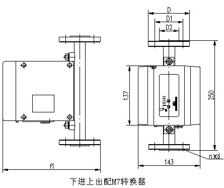 液氨金屬浮子流量計(jì)外形尺寸圖三