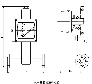 數(shù)顯金屬管浮子流量計(jì)外形尺寸圖